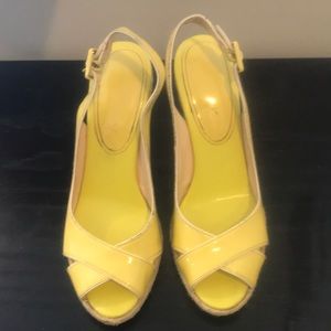 Audrey Brooke Yellow Peep Toe Wedges